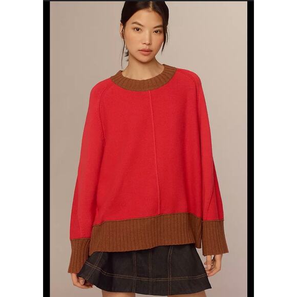 Anthropologie x Maeve Sweater Women's S The Chandler Relaxed Colorblock Crewneck - Picture 1 of 10